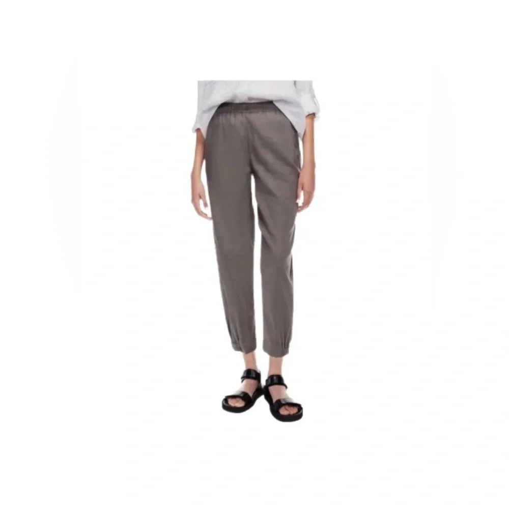 Aritizia Babaton Dexter Linen Blend Pull-On Ankle Pants Gray Size Medium